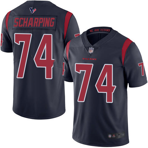 Nike Houston Texans #74 Max Scharping Navy Blue Men's Stitched NFL Limited Rush Jersey Men's