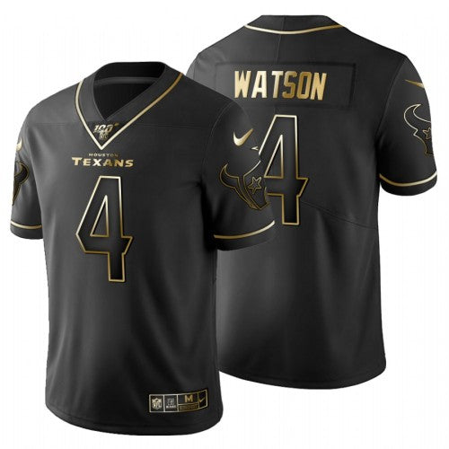 Houston Houston Texans #4 Deshaun Watson Men's Nike Black Golden Limited NFL 100 Jersey Men's