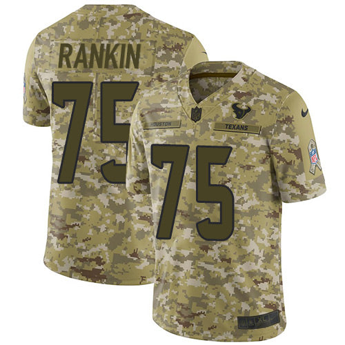 Nike Houston Texans #75 Martinas Rankin Camo Men's Stitched NFL Limited 2018 Salute To Service Jersey Men's