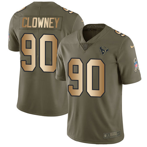 Nike Houston Texans #90 Jadeveon Clowney Olive/Gold Men's Stitched NFL Limited 2017 Salute To Service Jersey Men's