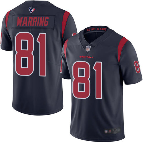 Nike Houston Texans #81 Kahale Warring Navy Blue Men's Stitched NFL Limited Rush Jersey Men's