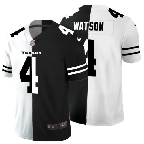 Houston Houston Texans #4 Deshaun Watson Men's Black V White Peace Split Nike Vapor Untouchable Limited NFL Jersey Men's