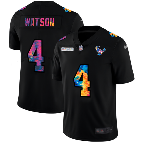 Houston Houston Texans #4 Deshaun Watson Men's Nike Multi-Color Black 2020 NFL Crucial Catch Vapor Untouchable Limited Jersey Men's