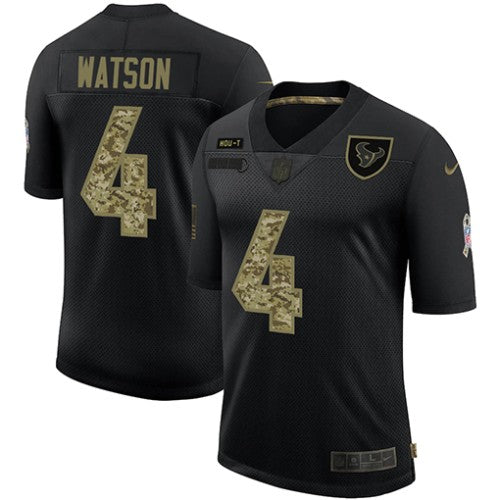 Houston Houston Texans #4 Deshaun Watson Men's Nike 2020 Salute To Service Camo Limited NFL Jersey Black Men's