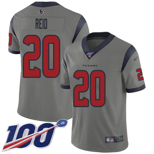 Nike Houston Texans #20 Justin Reid Gray Men's Stitched NFL Limited Inverted Legend 100th Season Jersey Men's