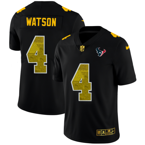Houston Houston Texans #4 Deshaun Watson Men's Black Nike Golden Sequin Vapor Limited NFL Jersey Men's