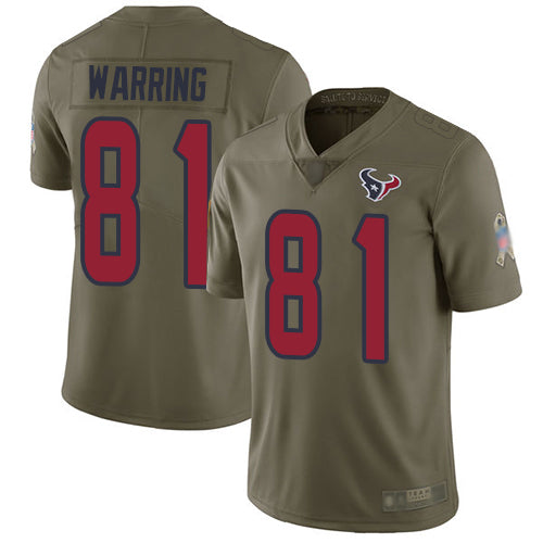 Nike Houston Texans #81 Kahale Warring Olive Men's Stitched NFL Limited 2017 Salute To Service Jersey Men's