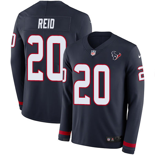 Nike Houston Texans #20 Justin Reid Navy Blue Team Color Men's Stitched NFL Limited Therma Long Sleeve Jersey Men's
